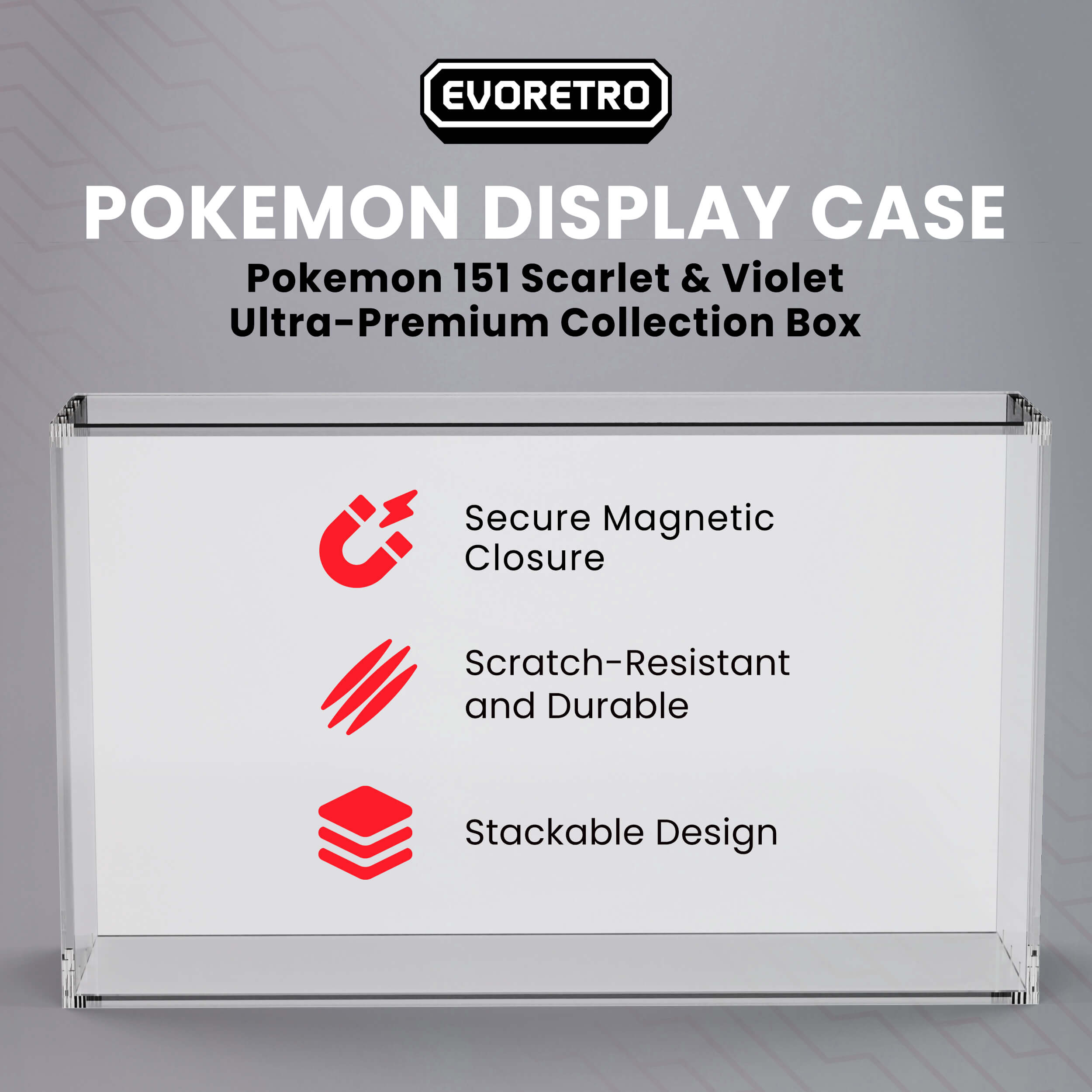 EVORETRO Acrylic Case Display for Pokemon 151 Scarlet Mega Charizard EX & Violet Ultra-Premium Collection Box