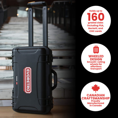 EVORETRO Waterproof Wheeled Card Case - Holds 160 Graded Slabs