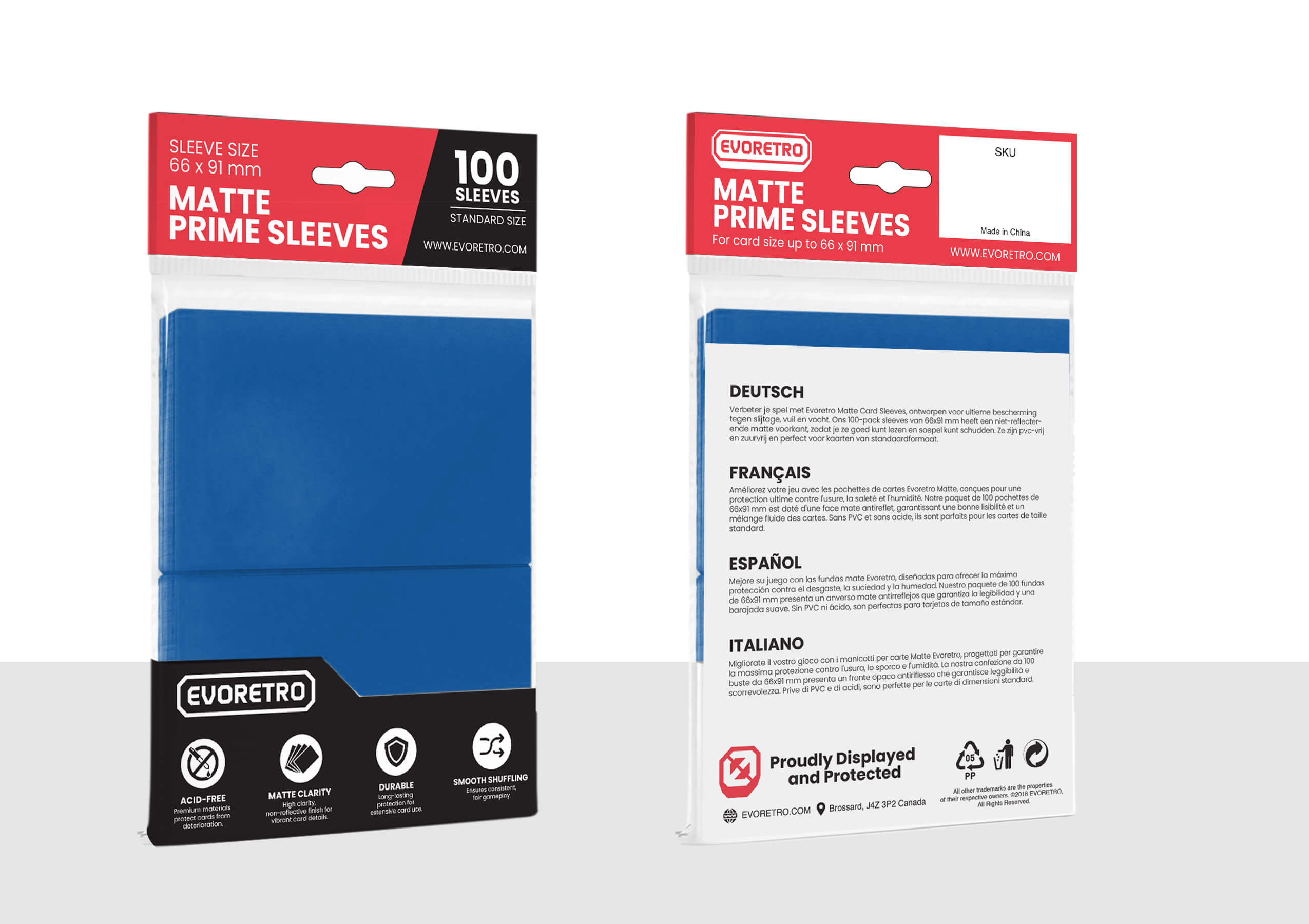 EVORETRO Matte Card Sleeves Standard Size Glare-Free