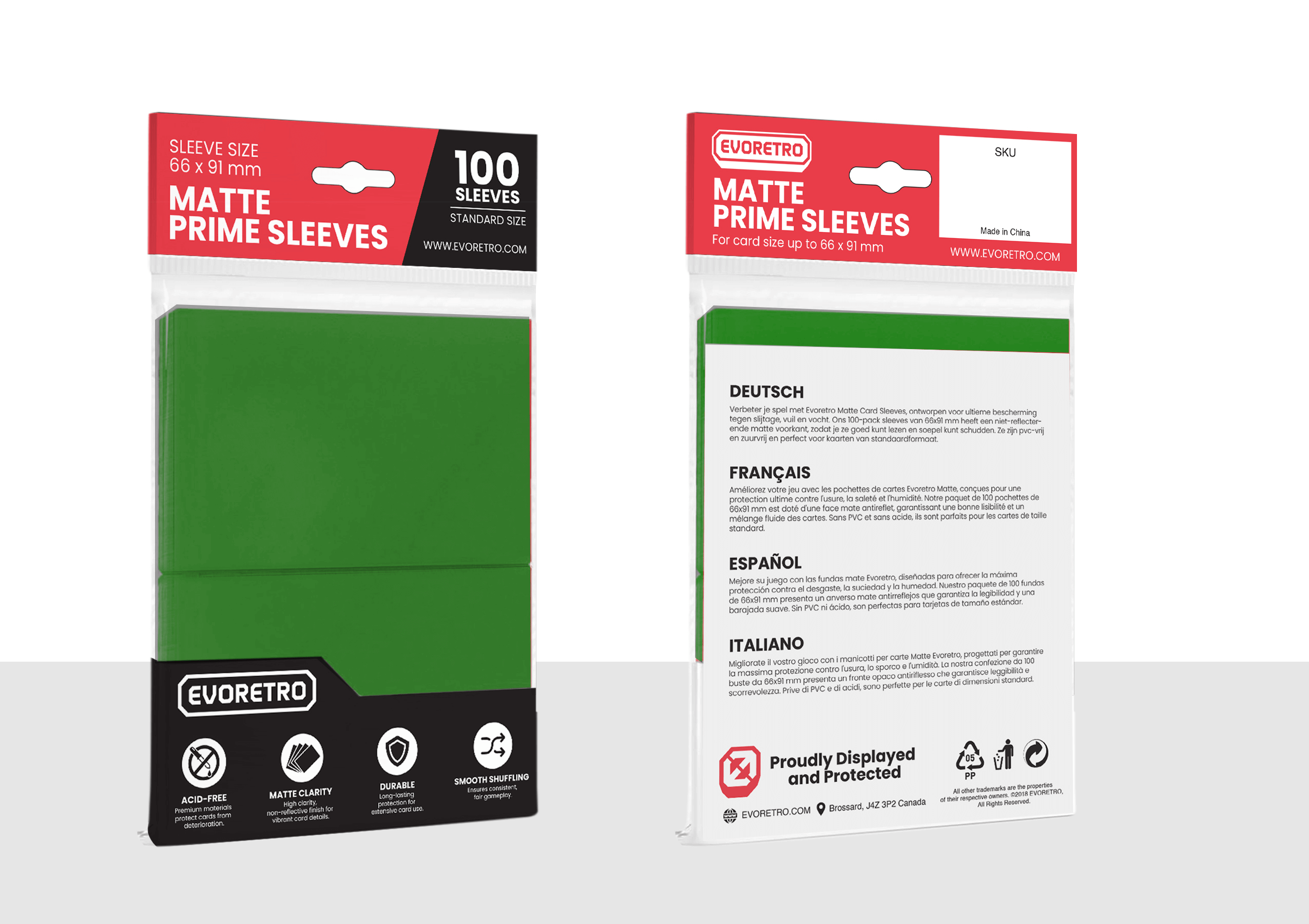 EVORETRO Matte Card Sleeves Standard Size Glare-Free