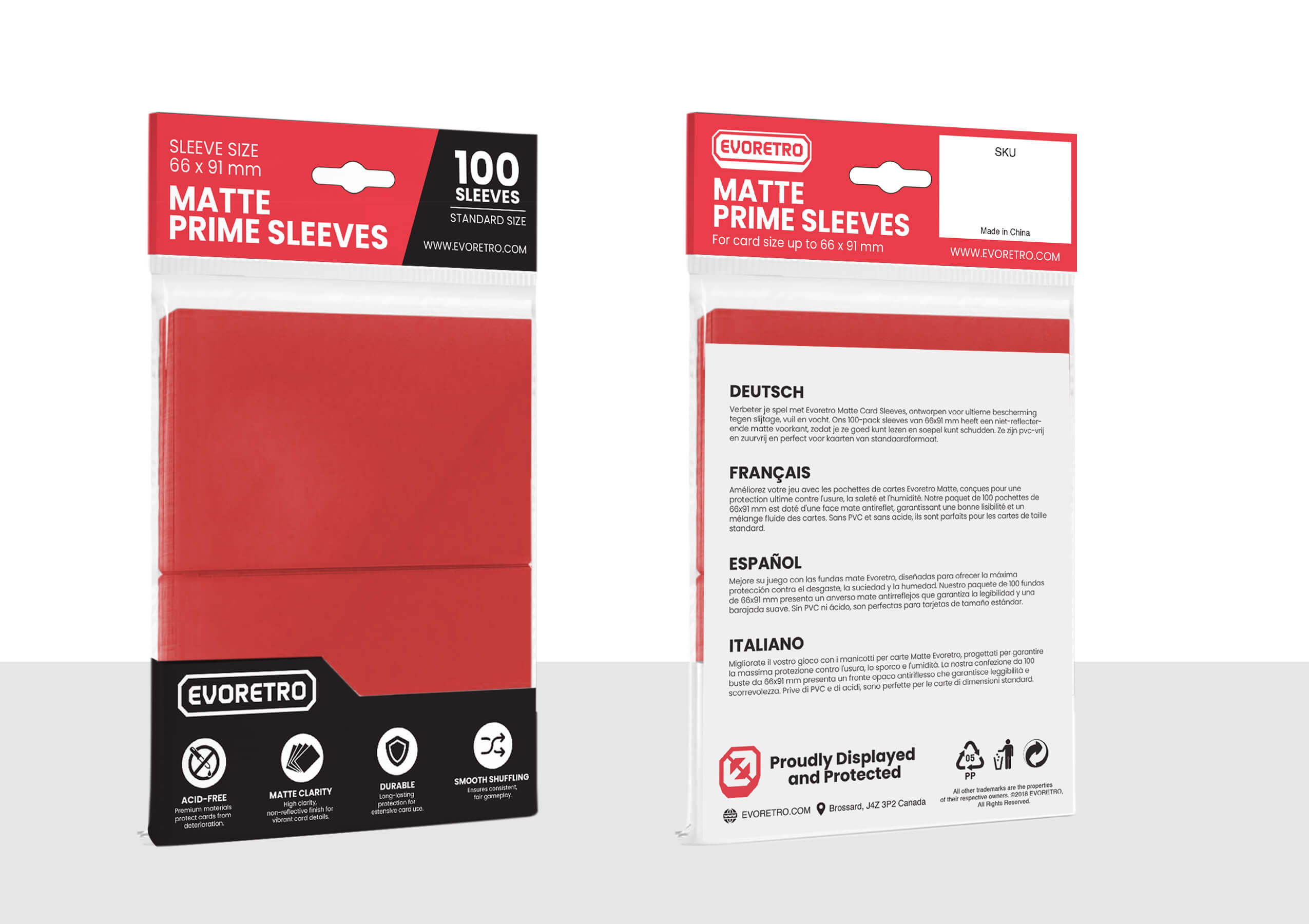 EVORETRO Matte Card Sleeves Standard Size Glare-Free