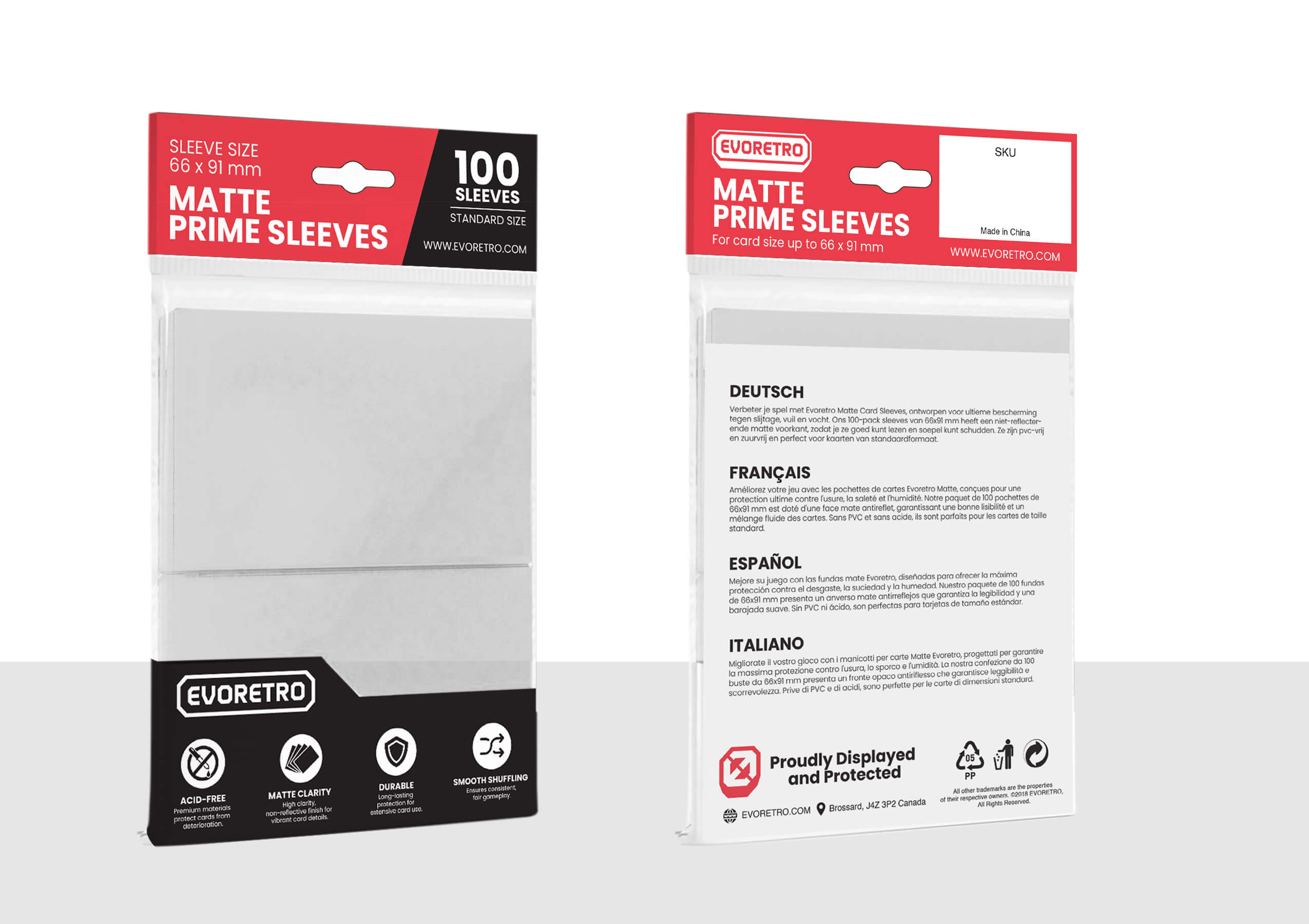 EVORETRO Matte Card Sleeves Standard Size Glare-Free