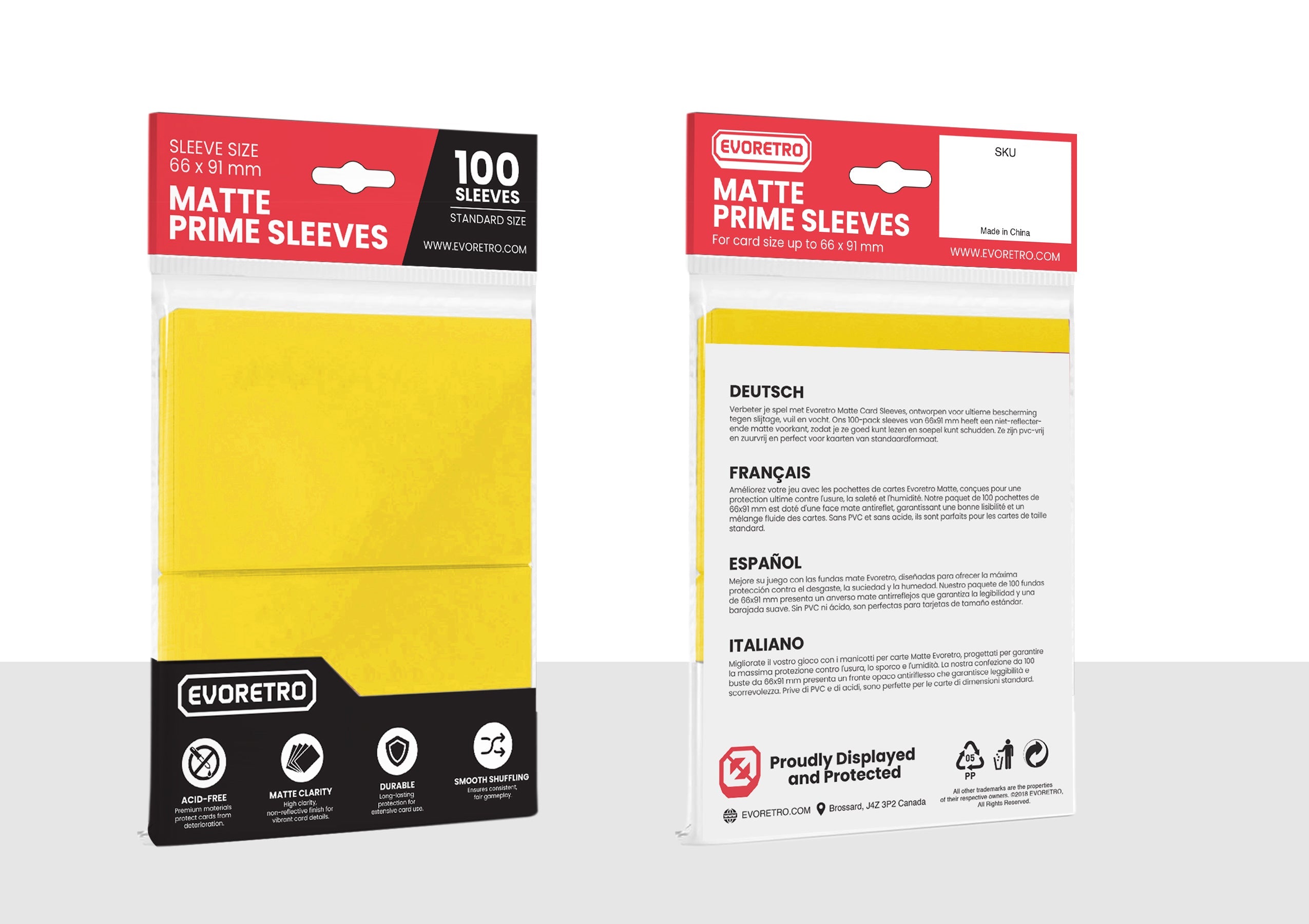 EVORETRO Matte Card Sleeves Standard Size Glare-Free