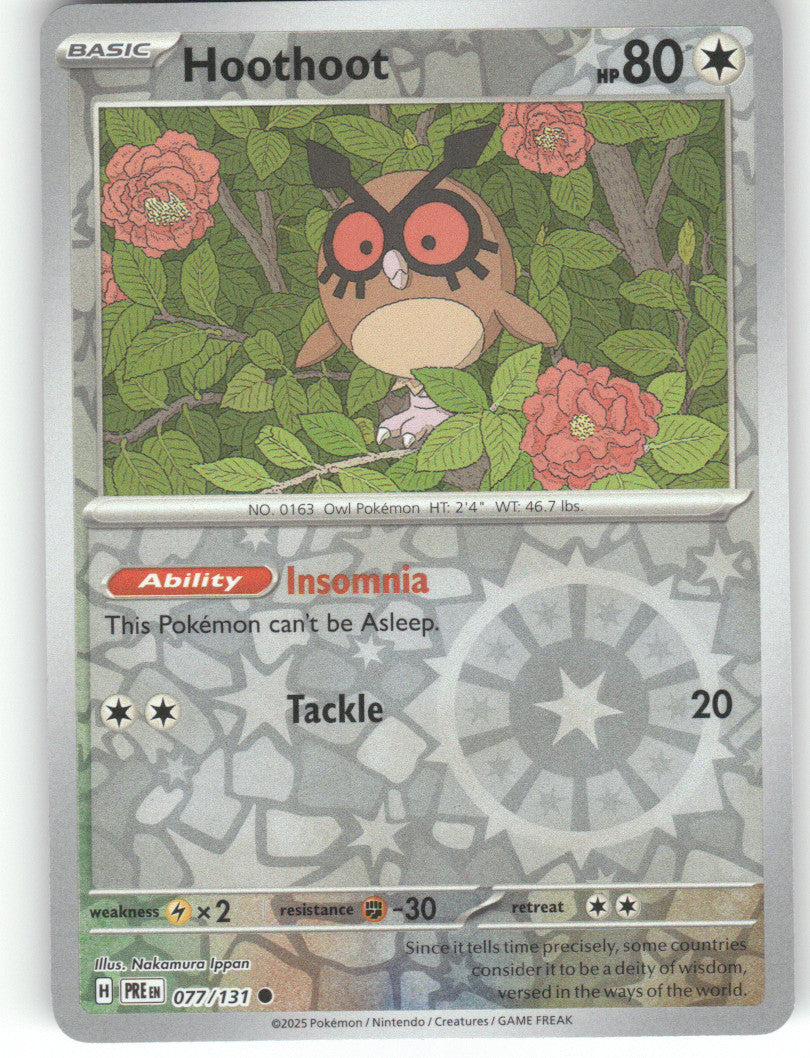 Hoothoot Reverse Holo Common SV: Prismatic Evolutions 077/131 NM