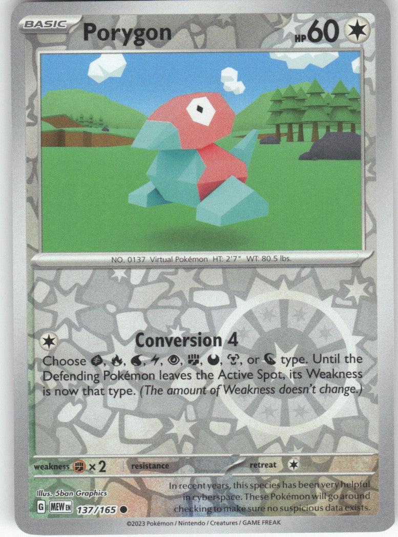 Porygon Reverse Holo Common SV: Scarlet & Violet 151 137/165 NM