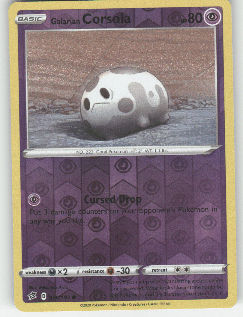 Galarian Corsola Reverse Holo Common SWSH02: Rebel Clash 078/192 NM