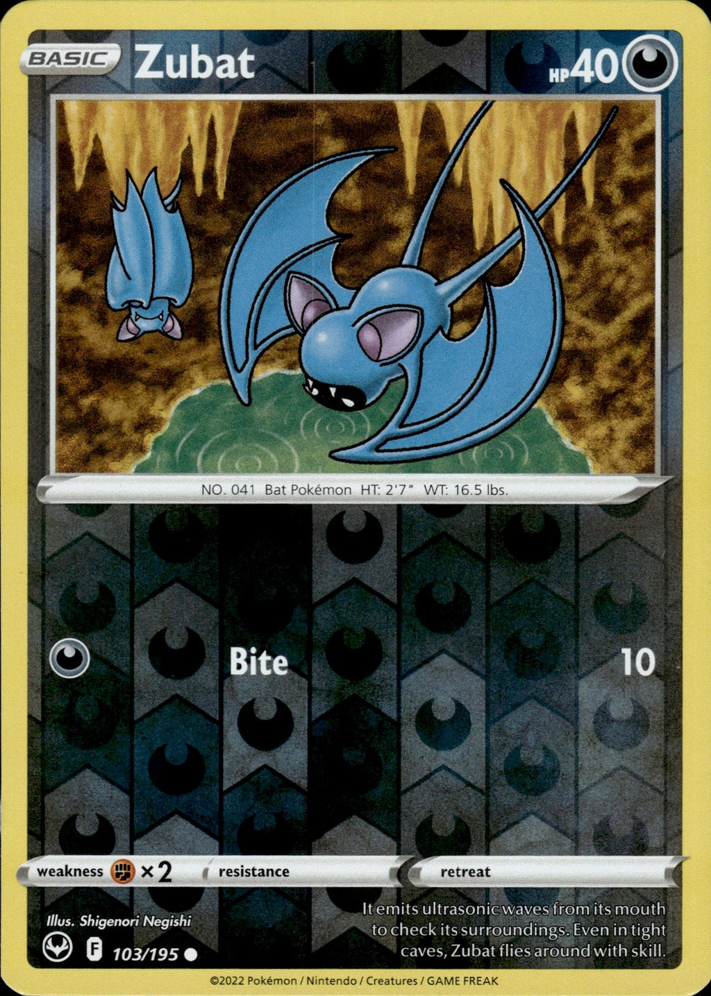 Zubat Reverse Holo Common SWSH12: Silver Tempest 103/195 NM