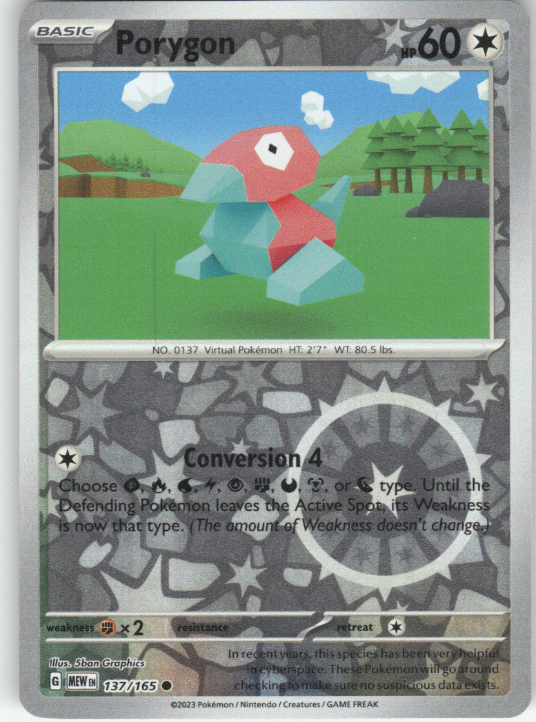 Porygon Reverse Holo Common SV: Scarlet & Violet 151 137/165 NM
