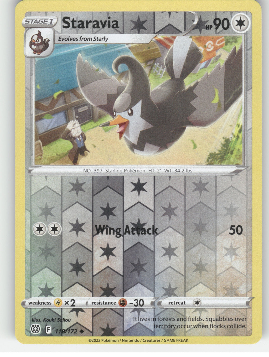 Staravia Reverse Holo Uncommon SWSH09: Brilliant Stars 118/172 NM