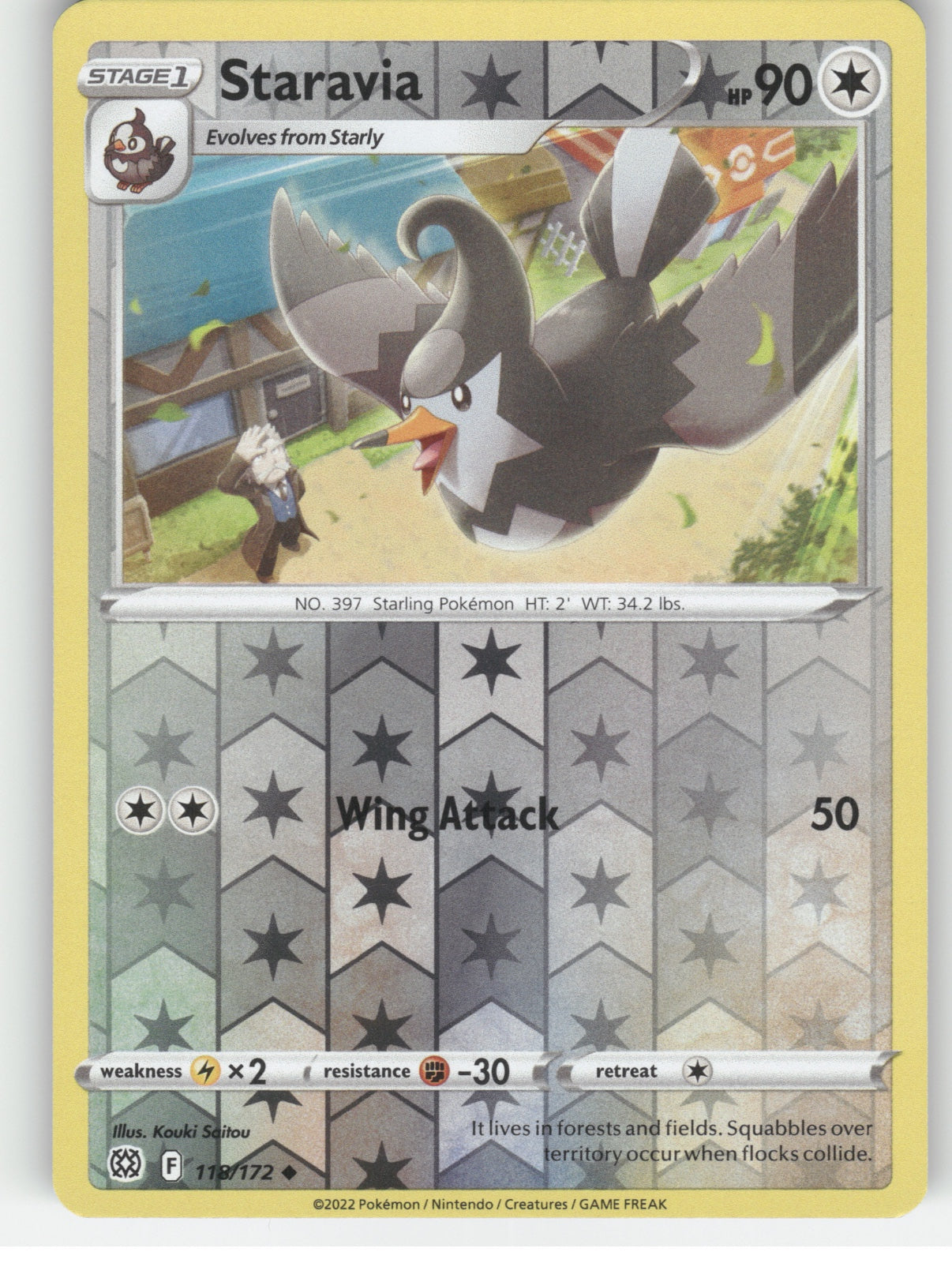 Staravia Reverse Holo Uncommon SWSH09: Brilliant Stars 118/172 NM