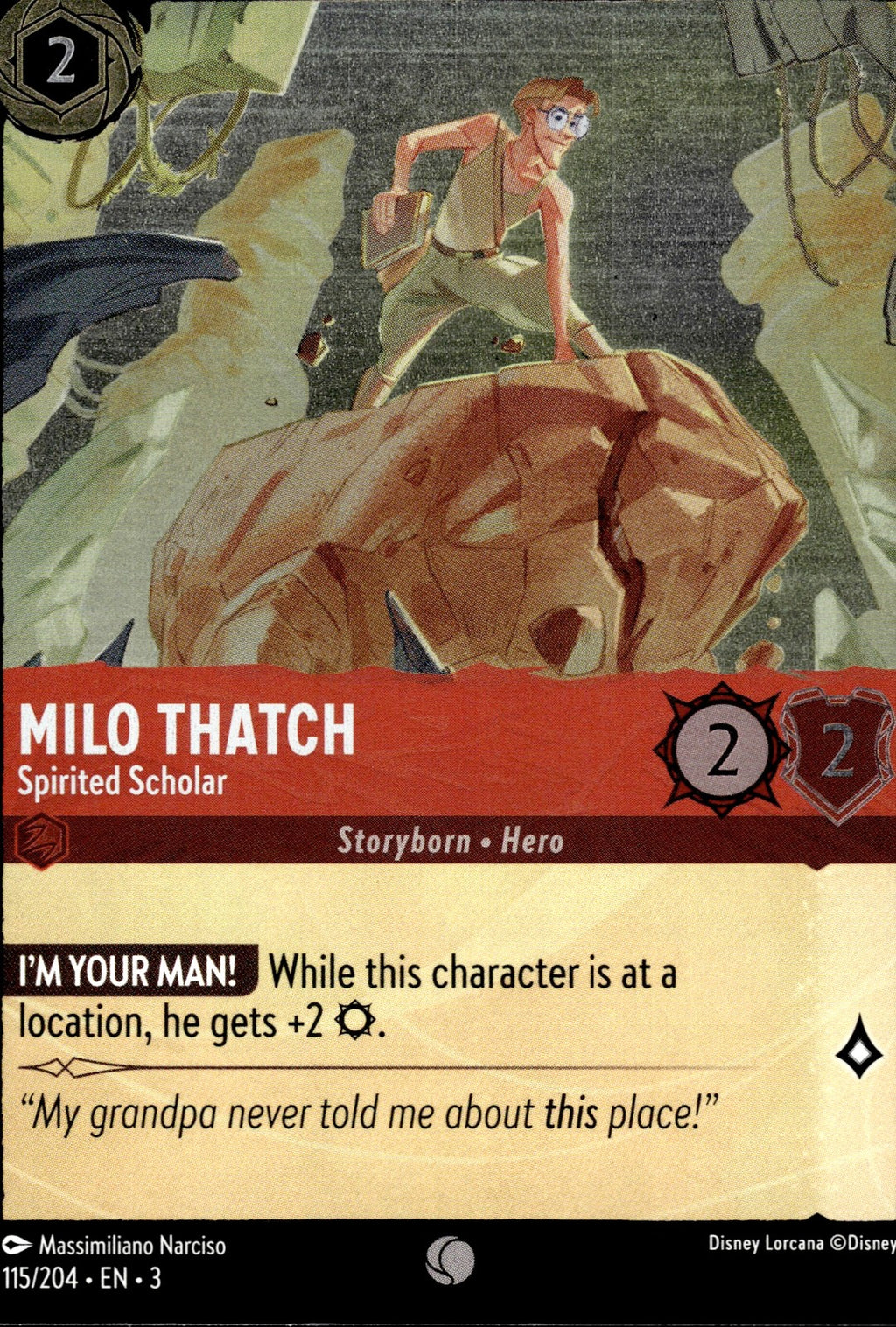 Milo Thatch - Spirited Scholar Cold Foil Common Into the Inklands 115/204 NM