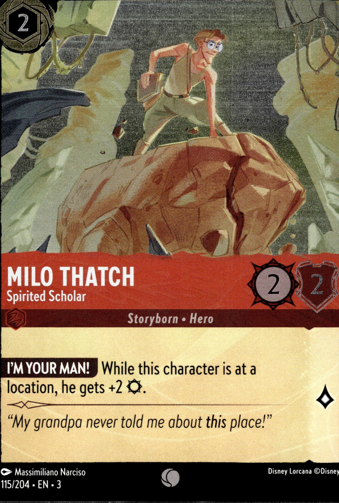 Milo Thatch - Spirited Scholar Cold Foil Common Into the Inklands 115/204 NM