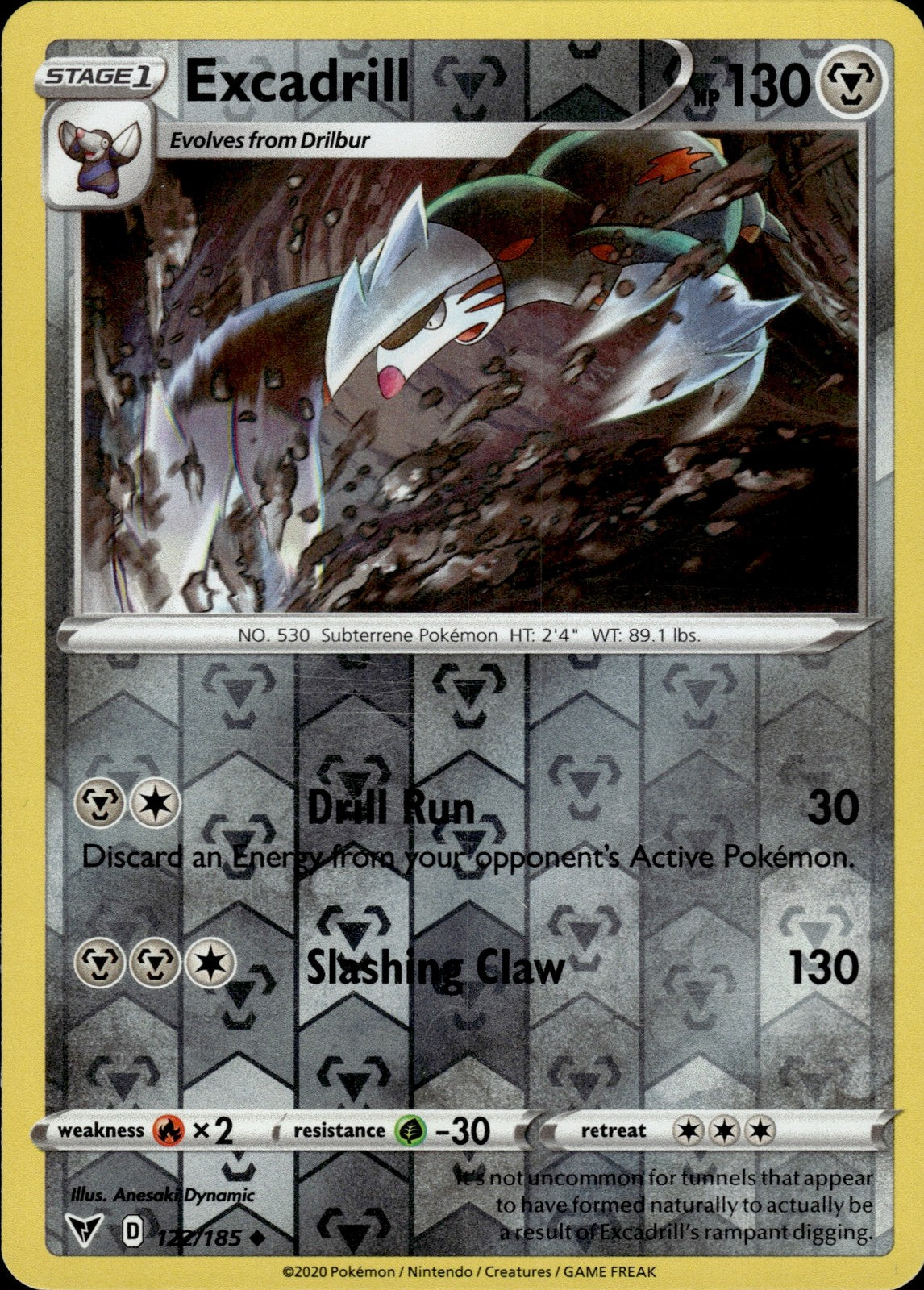 Excadrill Reverse Holo Uncommon SWSH04: Vivid Voltage 122/185 NM