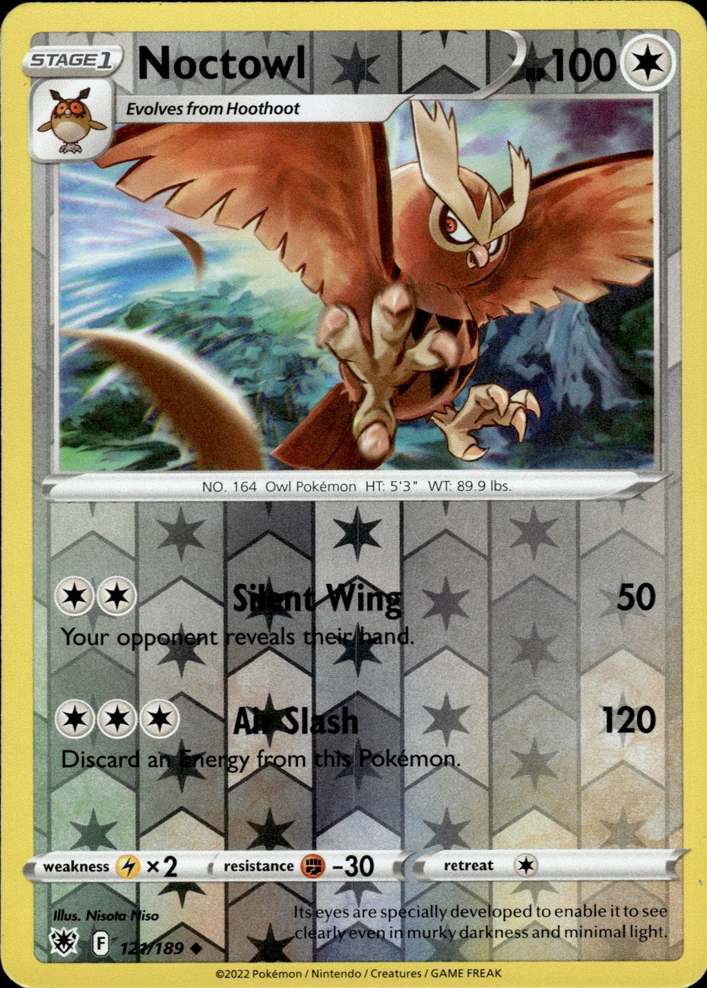 Noctowl Reverse Holo Uncommon SWSH10: Astral Radiance 121/189 NM