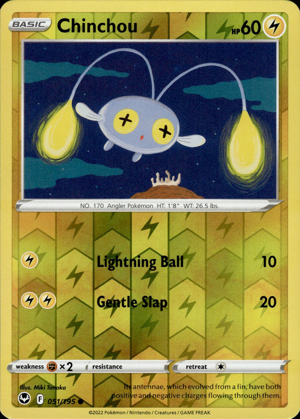 Chinchou Reverse Holo Common SWSH12: Silver Tempest 051/195 NM