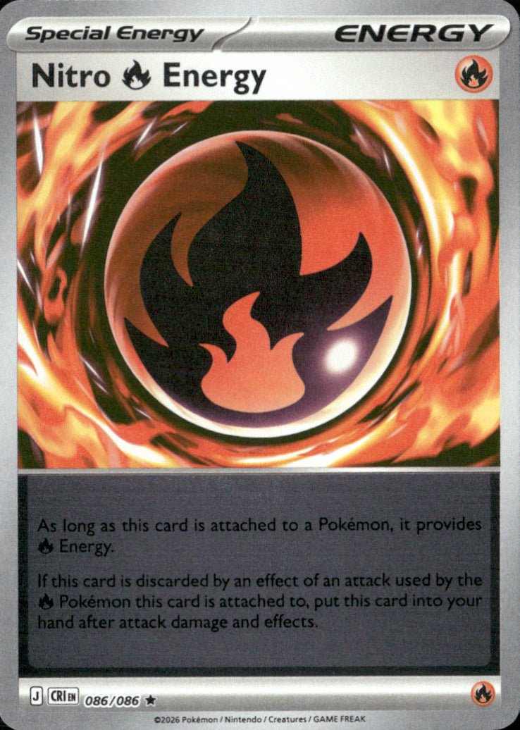 Nitro R Energy Reverse Holo Rare ME04: Chaos Rising 086/086 NM