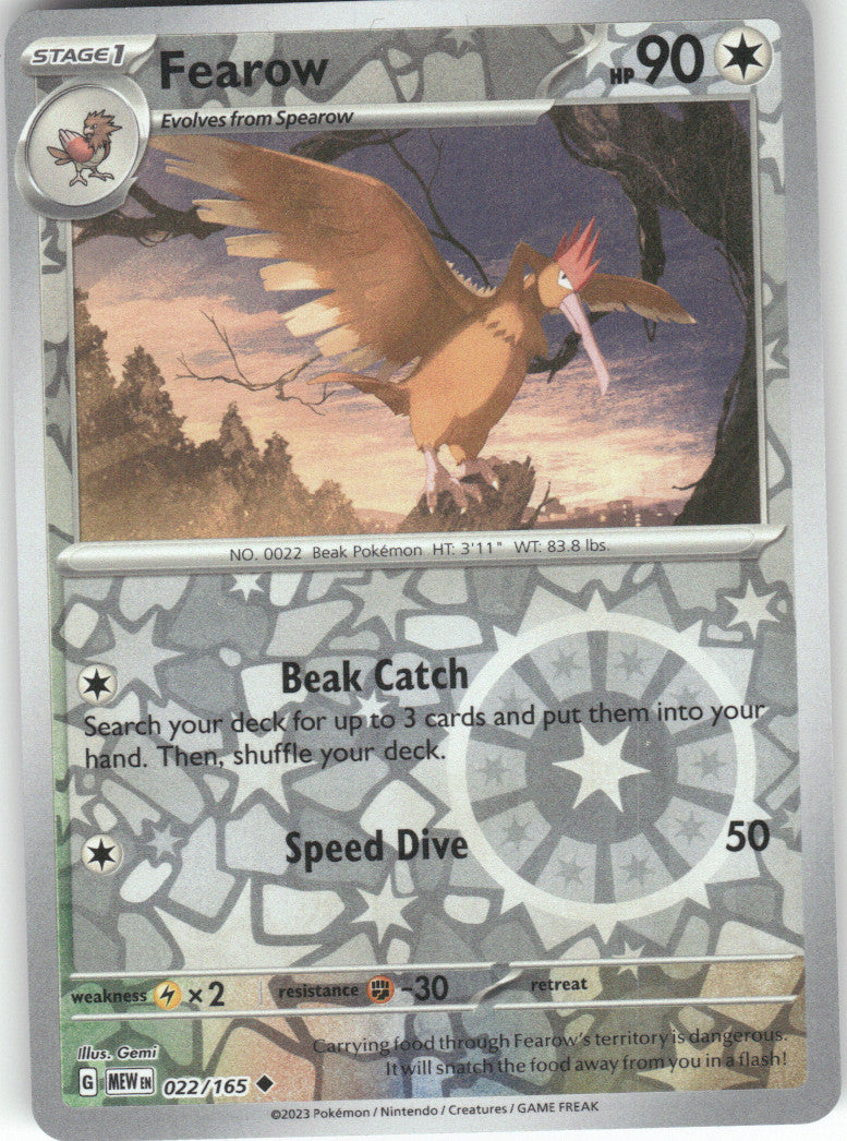 Fearow Reverse Holo Uncommon SV: Scarlet & Violet 151 022/165 NM