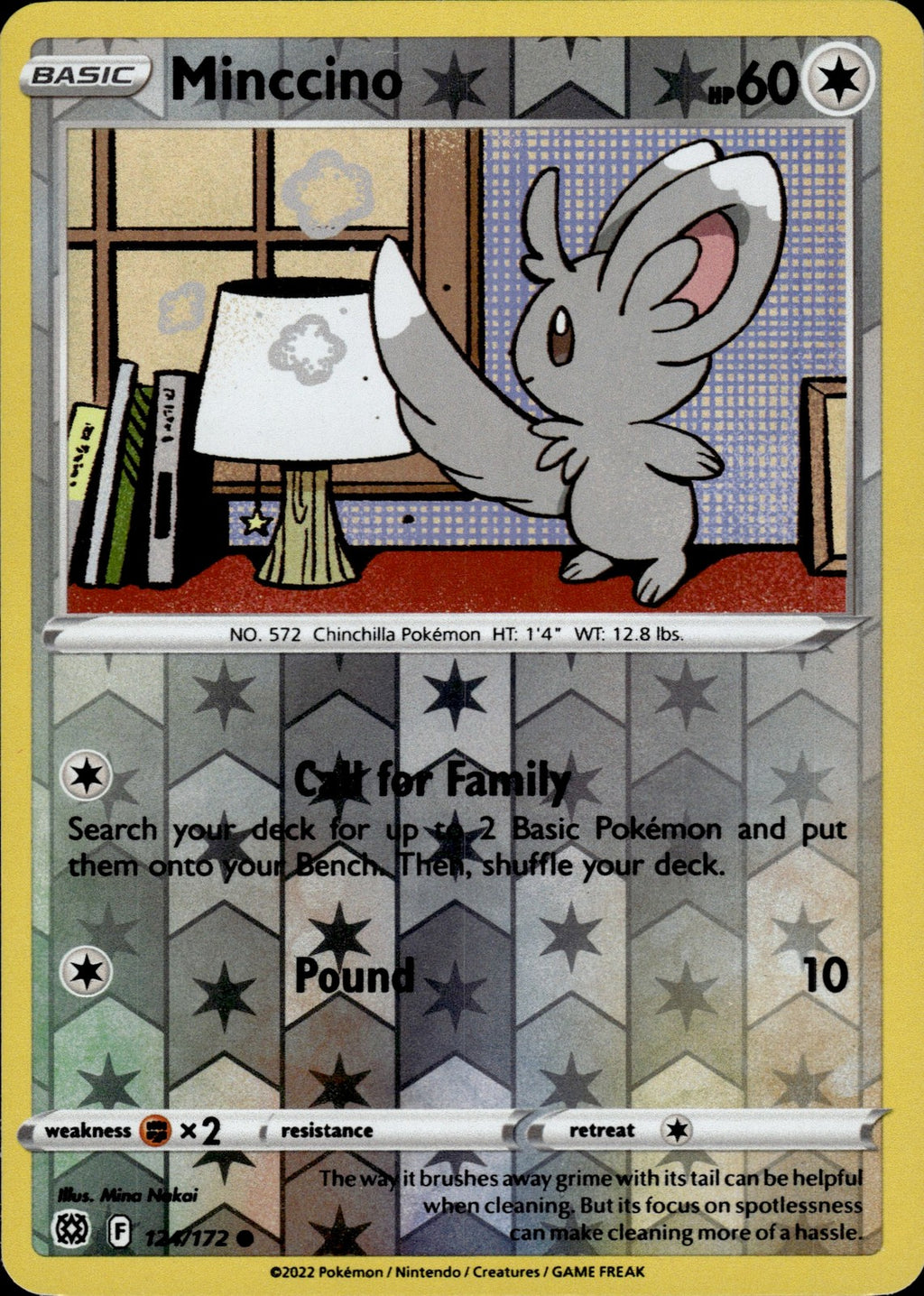Minccino Reverse Holo Common SWSH09: Brilliant Stars 124/172 NM