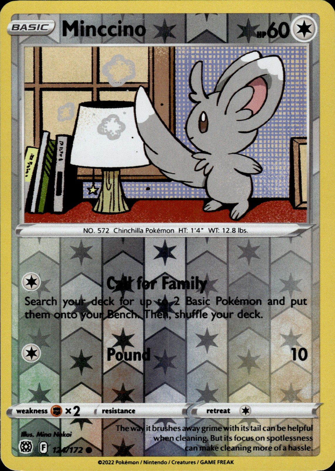 Minccino Reverse Holo Common SWSH09: Brilliant Stars 124/172 NM