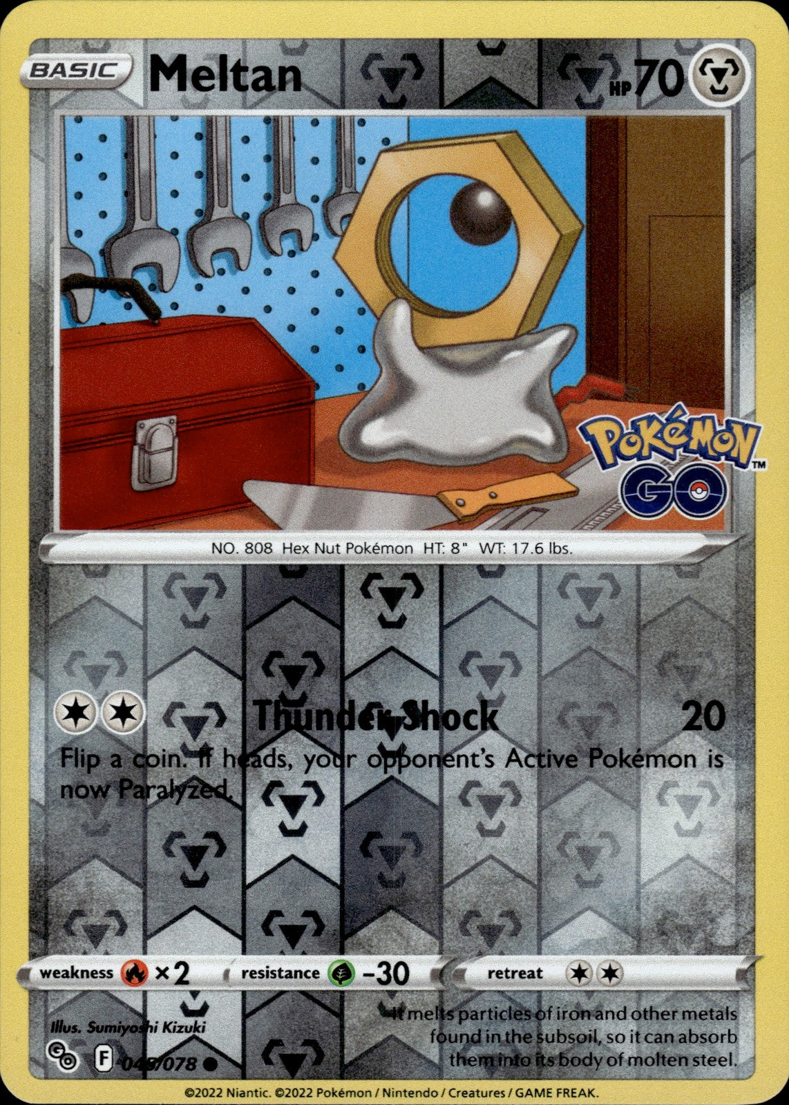 Meltan Reverse Holo Common Pokemon GO 045/078 NM