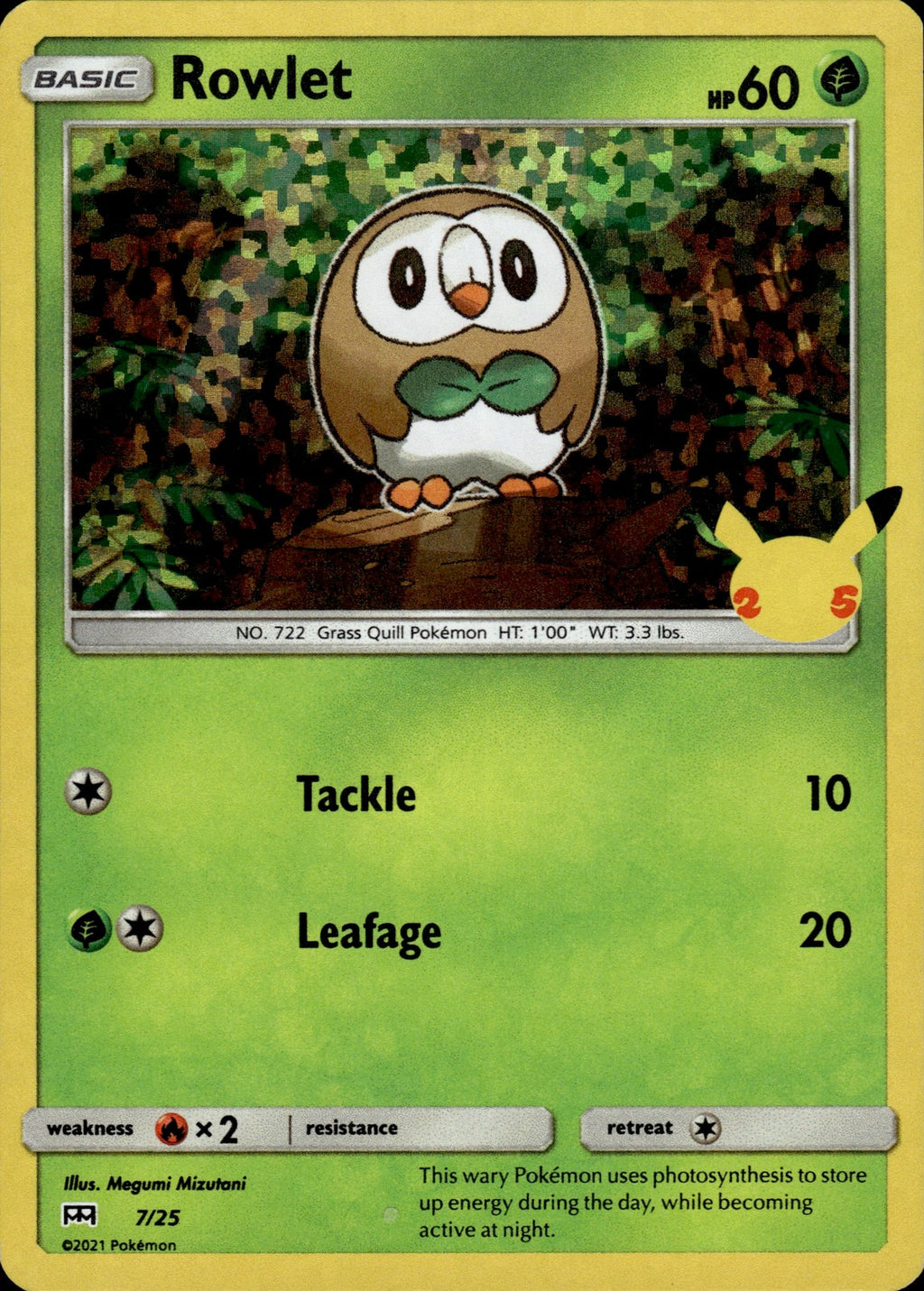 Rowlet Holo Promo McDonald's 25th Anniversary Promos 007/025 NM