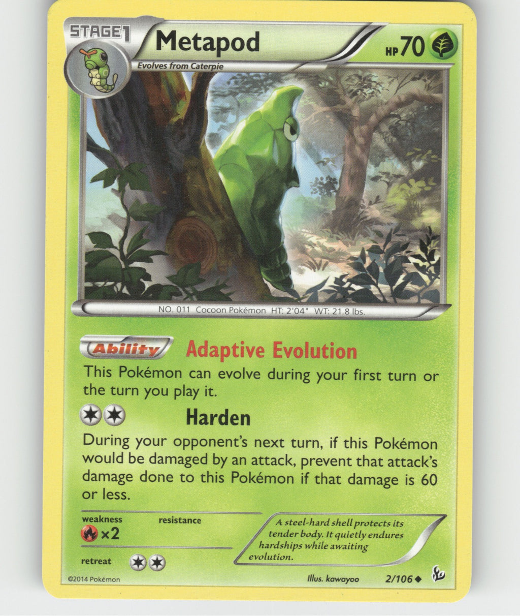Metapod Uncommon XY - Flashfire 2/106 NM
