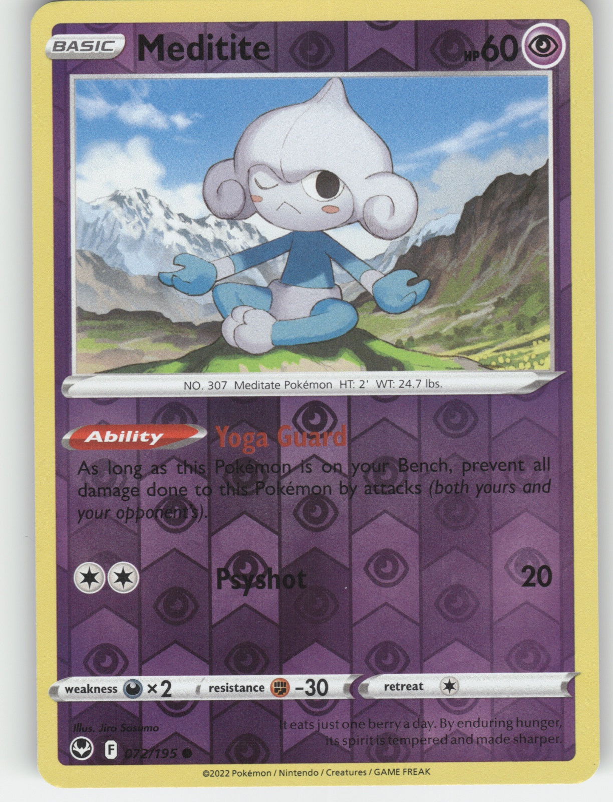 Meditite Reverse Holo Common SWSH12: Silver Tempest 072/195 NM