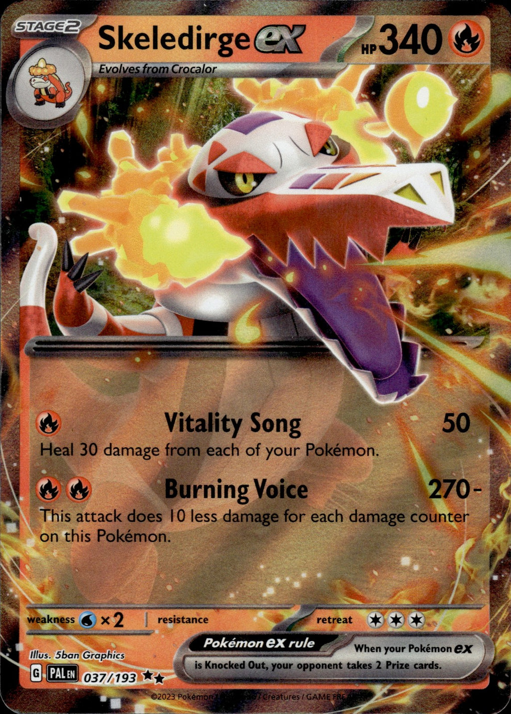 Skeledirge ex Holo Double Rare SV02: Paldea Evolved 037/193 NM