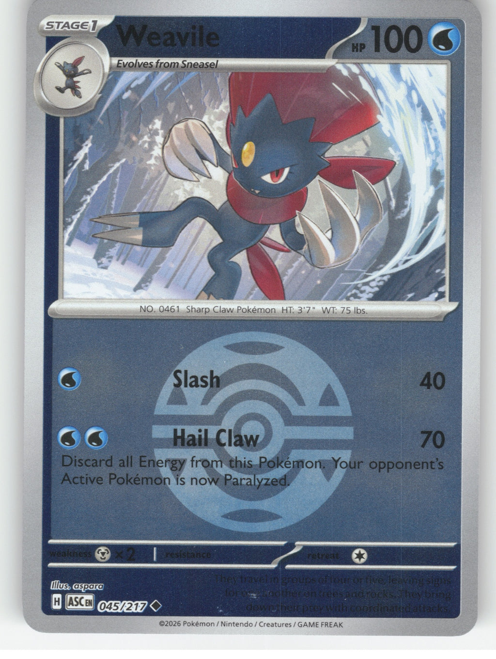 Weavile - (Dusk Ball) Reverse Holo Uncommon ME: Ascended Heroes 045/217 NM