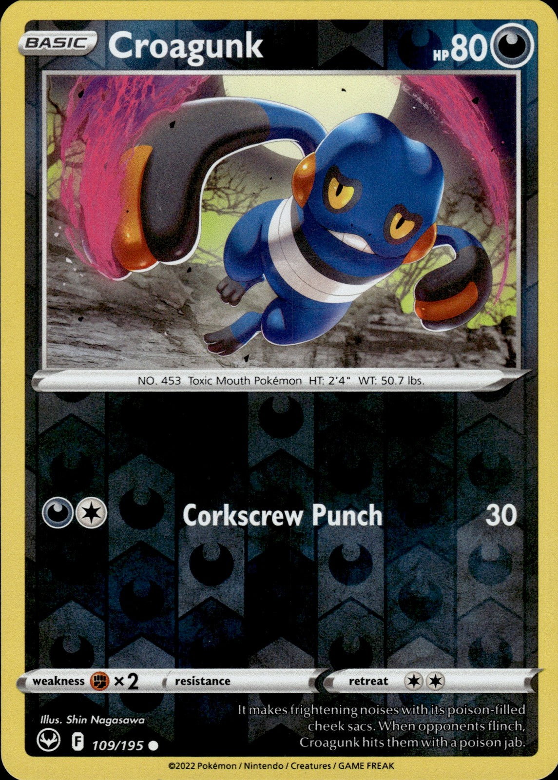 Croagunk Reverse Holo Common SWSH12: Silver Tempest 109/195 NM