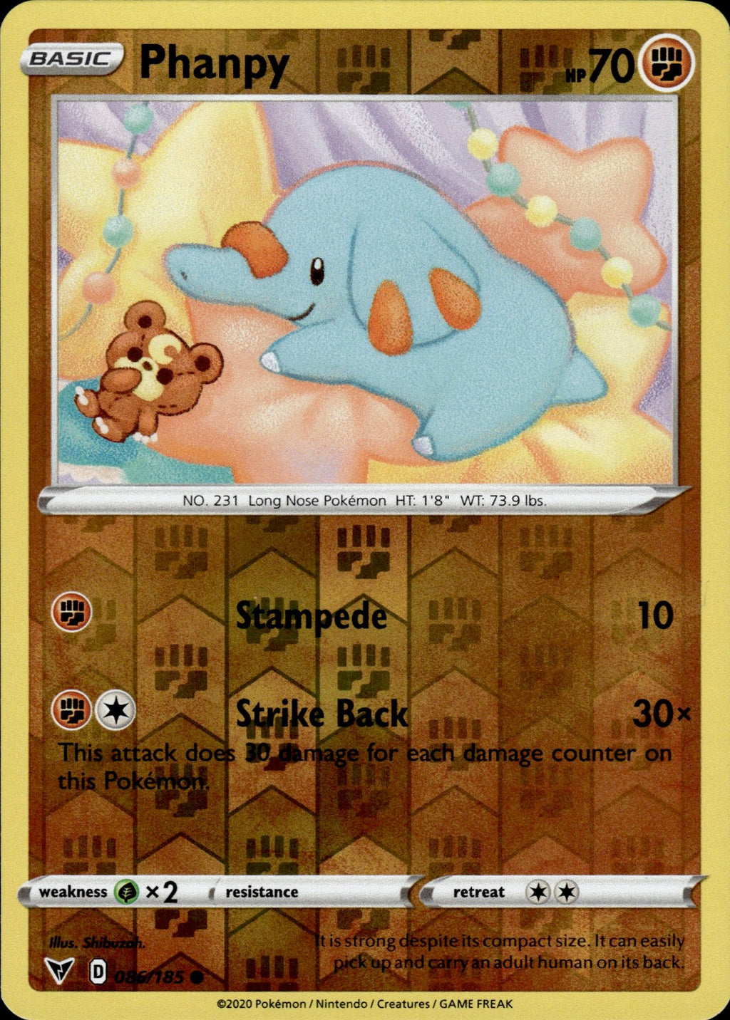 Phanpy Reverse Holo Common SWSH04: Vivid Voltage 086/185 NM