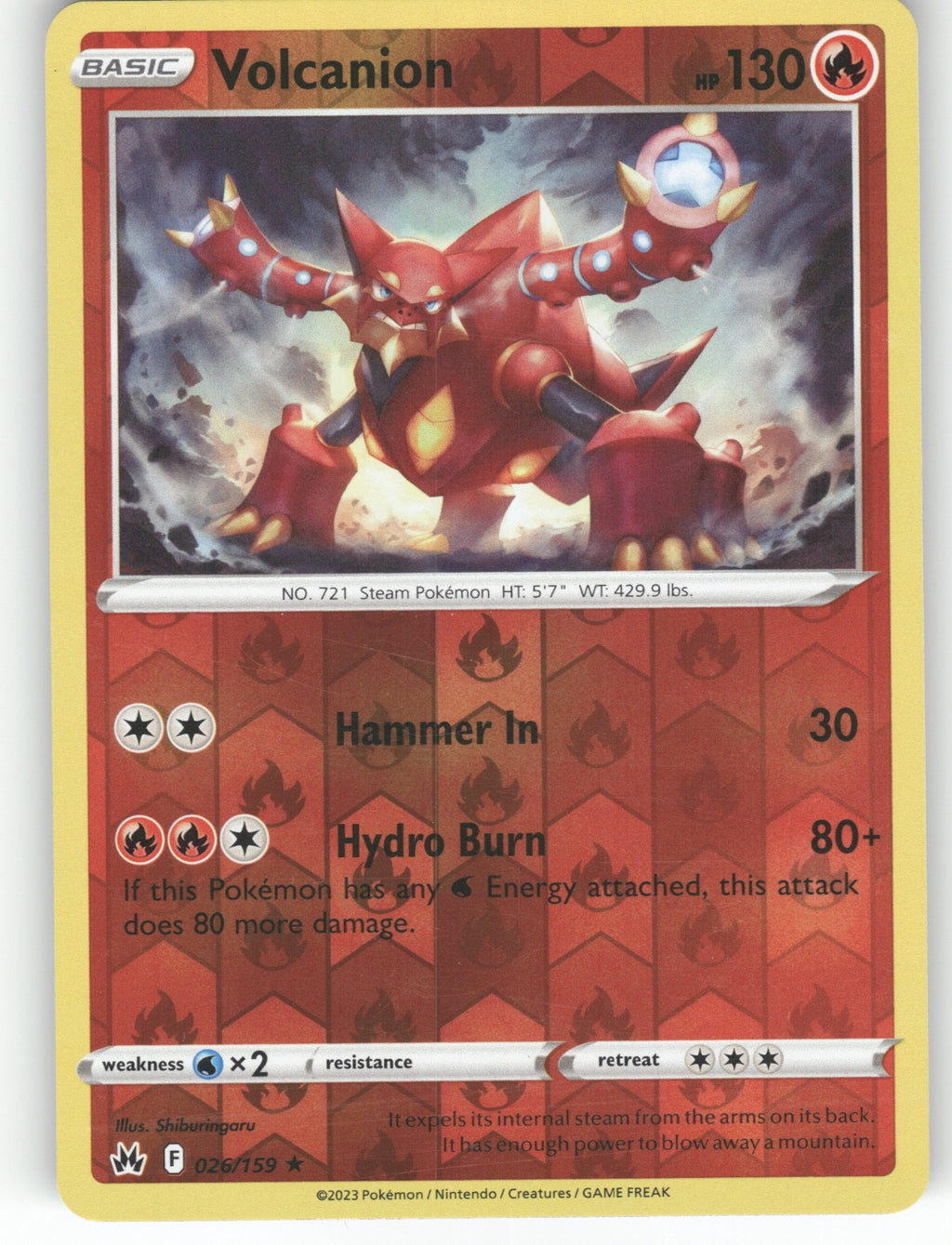 Volcanion Reverse Holo Holo Rare SWSH: Crown Zenith 026/159 NM