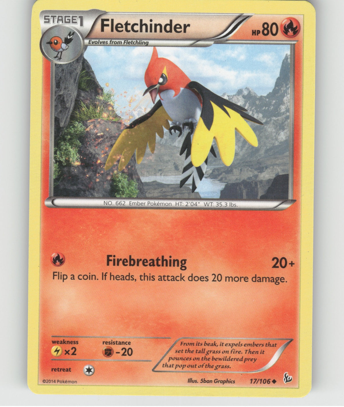 Fletchinder Uncommon XY - Flashfire 17/106 NM
