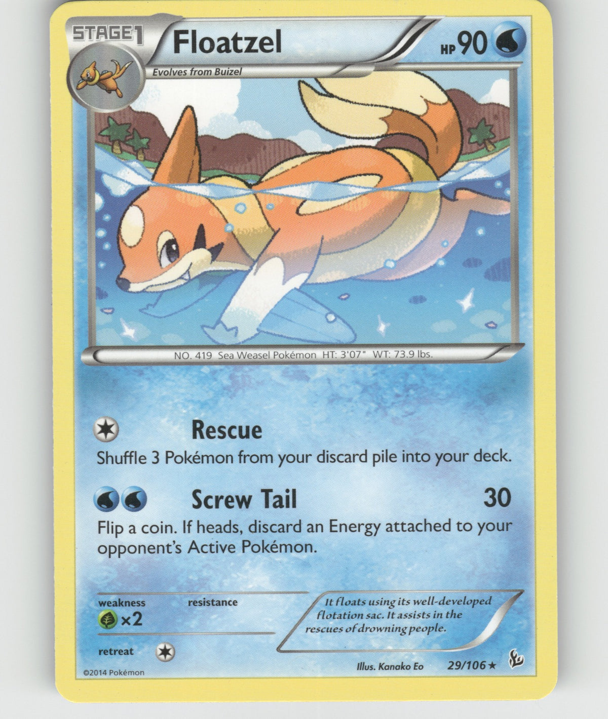 Floatzel Rare XY - Flashfire 29/106 NM