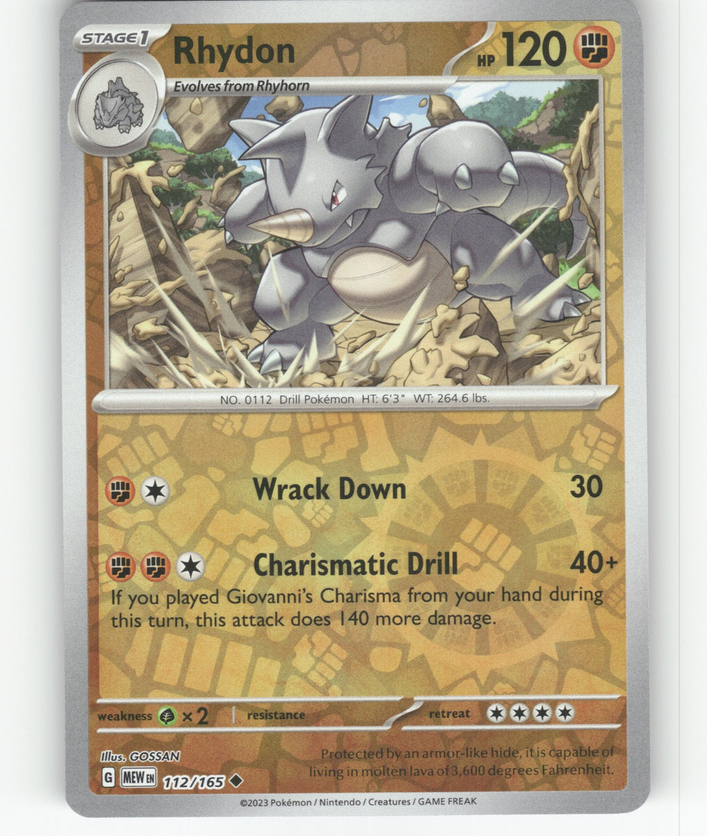Rhydon Reverse Holo Uncommon SV: Scarlet & Violet 151 112/165 NM