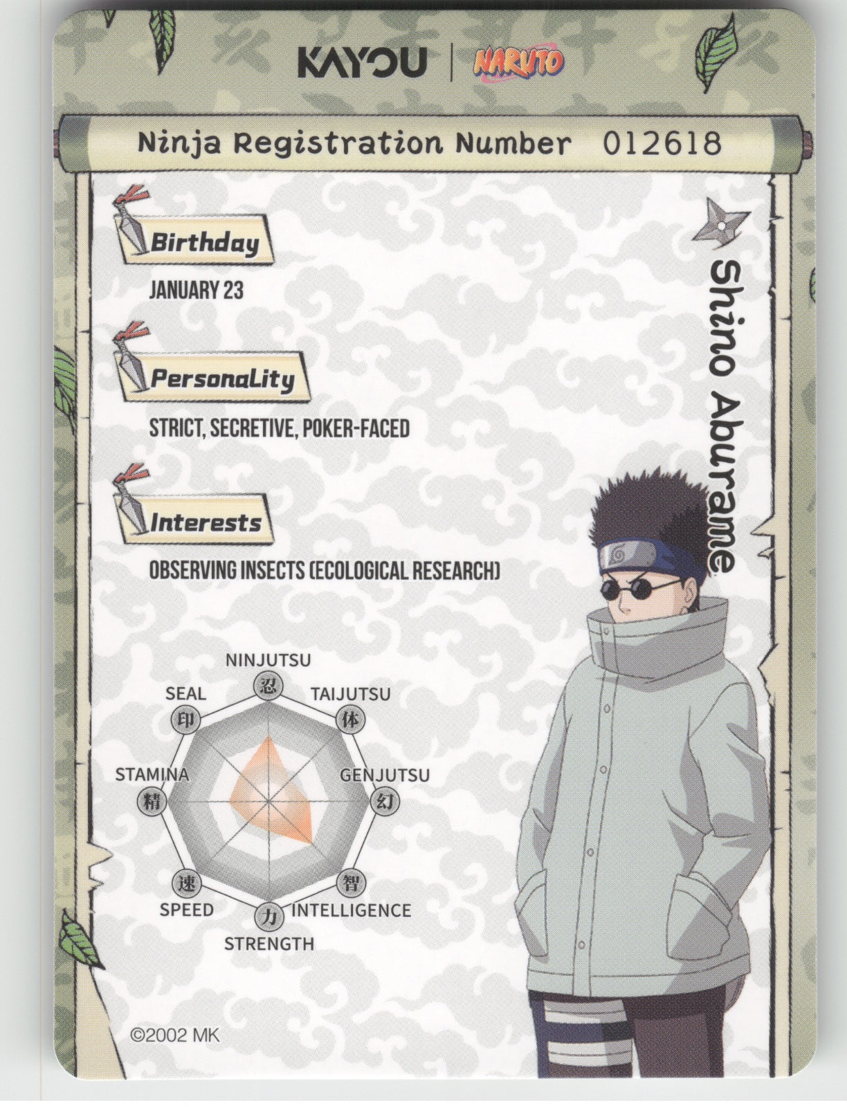 Shino Aburame Base SR Earth Scroll Series 1 009L2 NM back