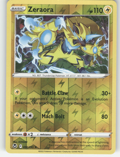 Zeraora Reverse Holo Rare SWSH12: Silver Tempest 056/195 NM