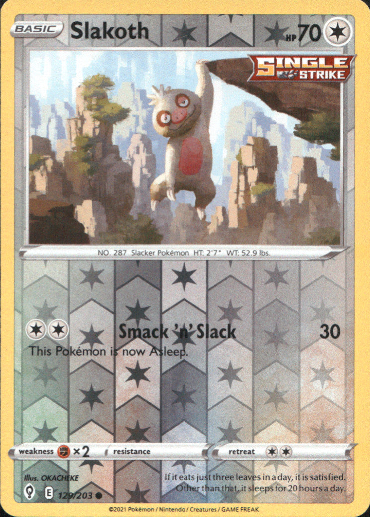 Slakoth Reverse Holo Common SWSH07: Evolving Skies 129/203 NM