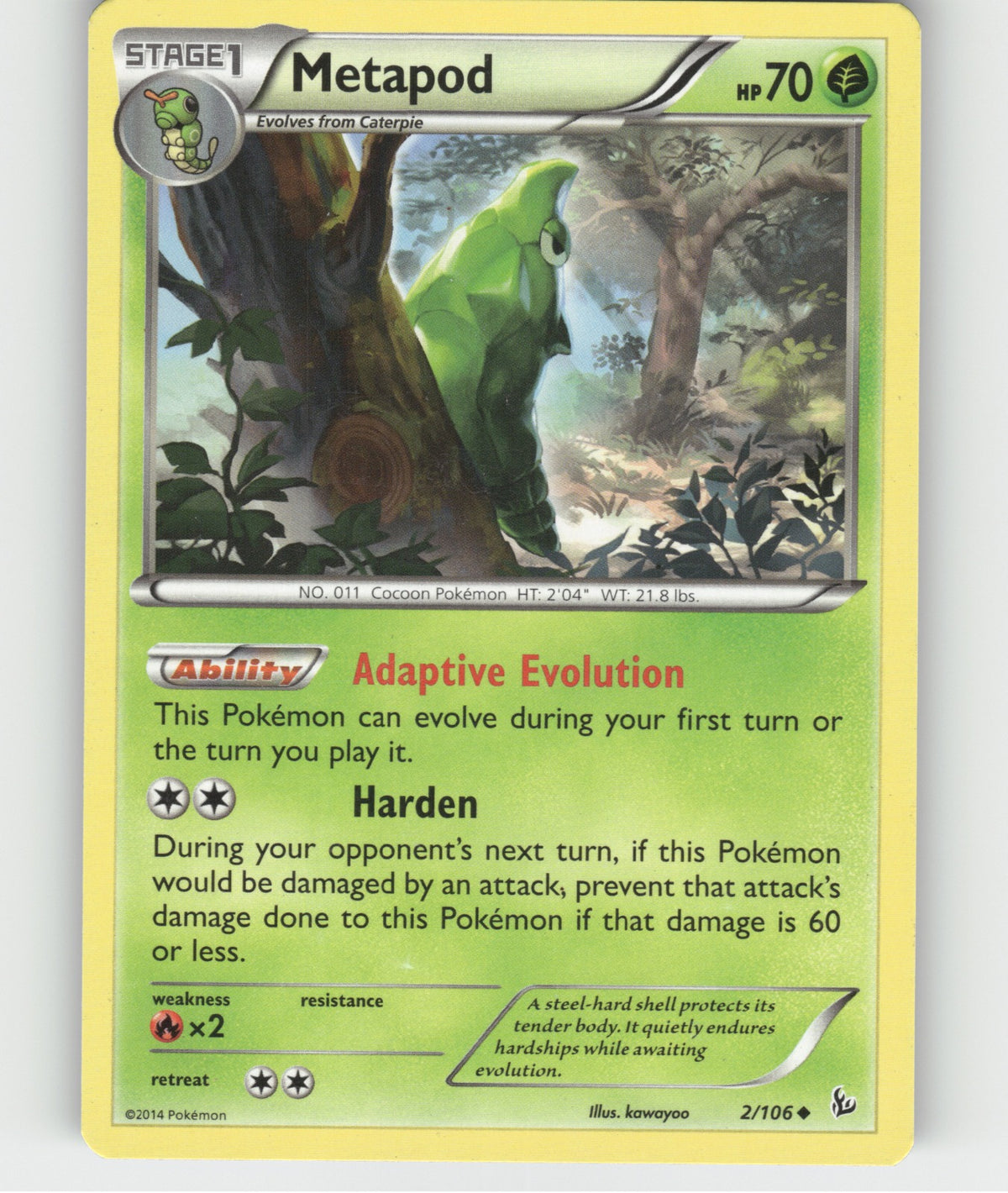 Metapod Uncommon XY - Flashfire 2/106 NM