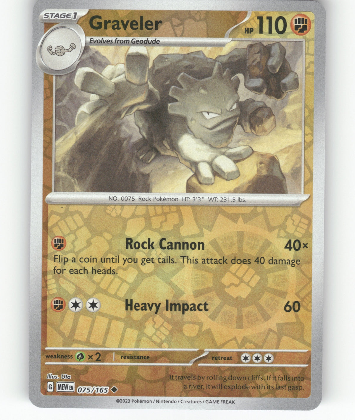 Graveler Reverse Holo Uncommon SV: Scarlet & Violet 151 075/165 NM
