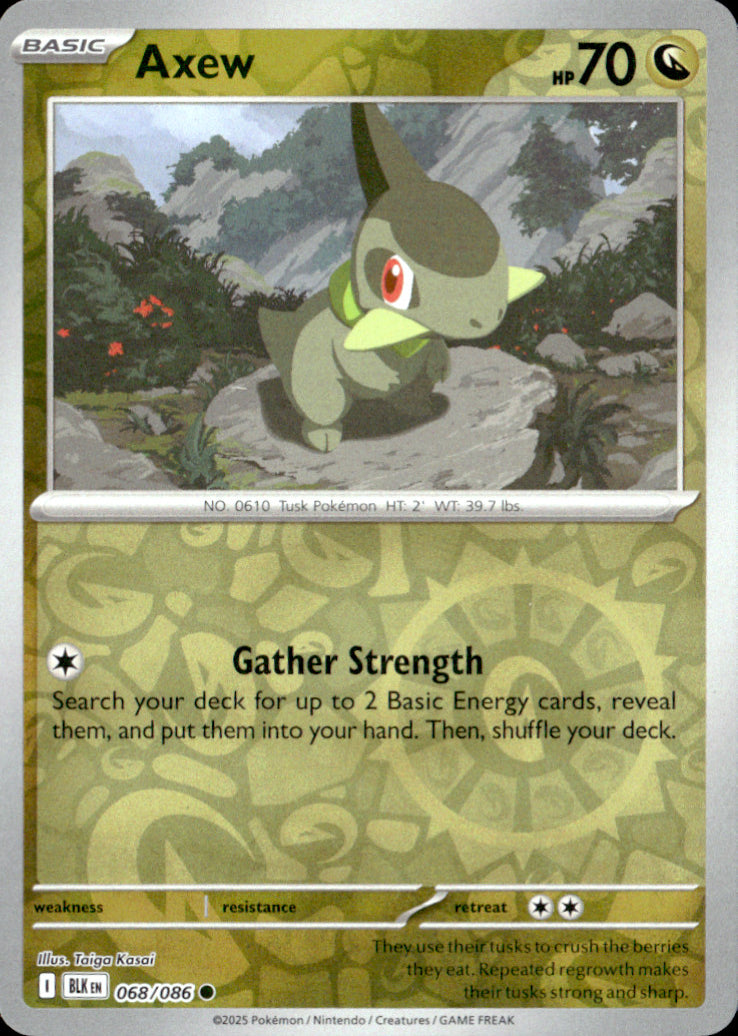 Axew Reverse Holo Common SV: Black Bolt 068/086 NM