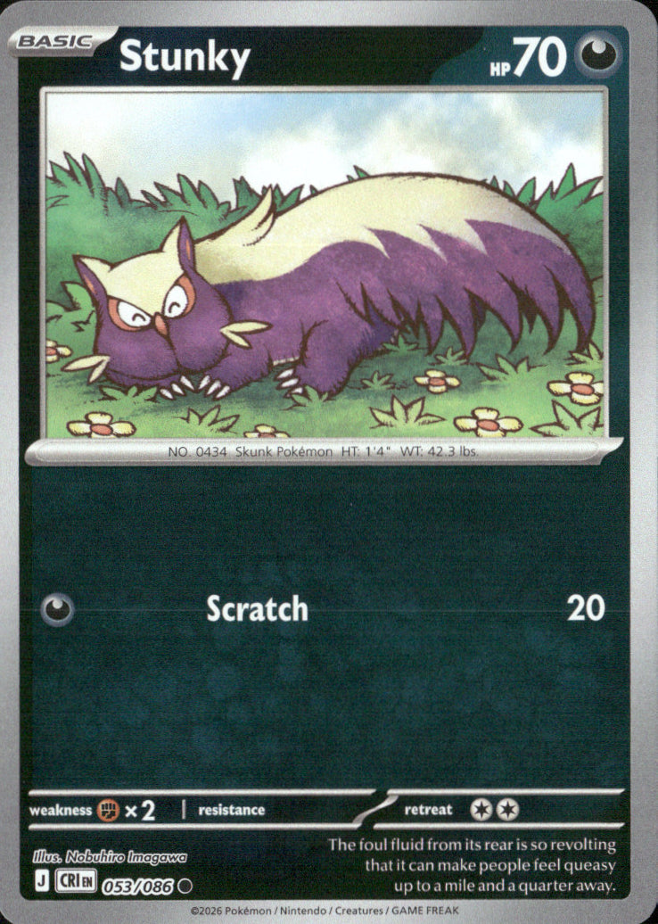 Stunky Reverse Holo Common ME04: Chaos Rising 053/086 NM