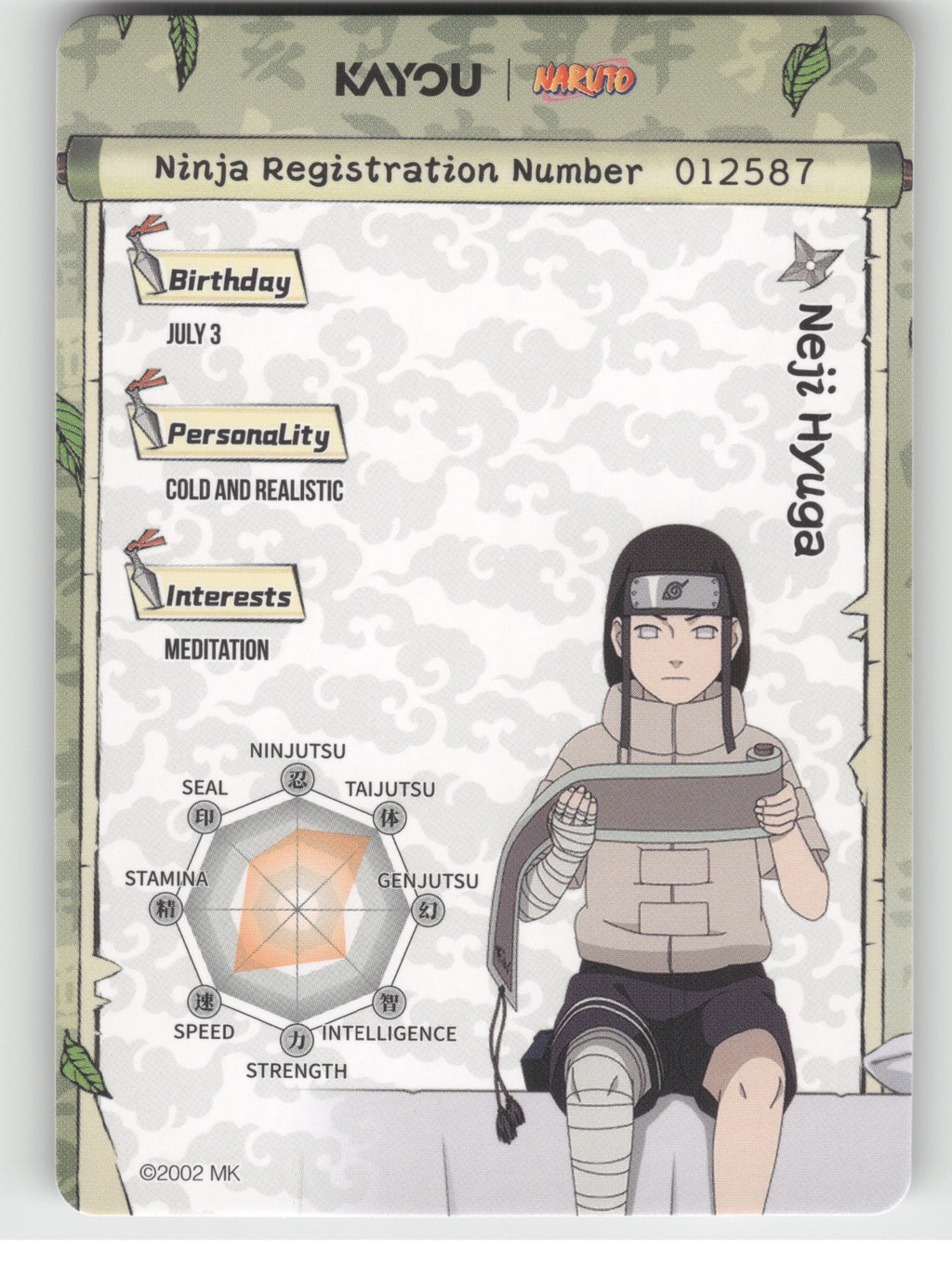 Neji Hyuga Base SR Earth Scroll Series 2 008L2 NM back