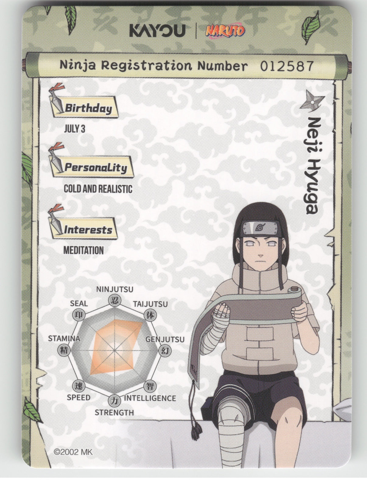 Neji Hyuga Base SR Earth Scroll Series 2 008L2 NM back