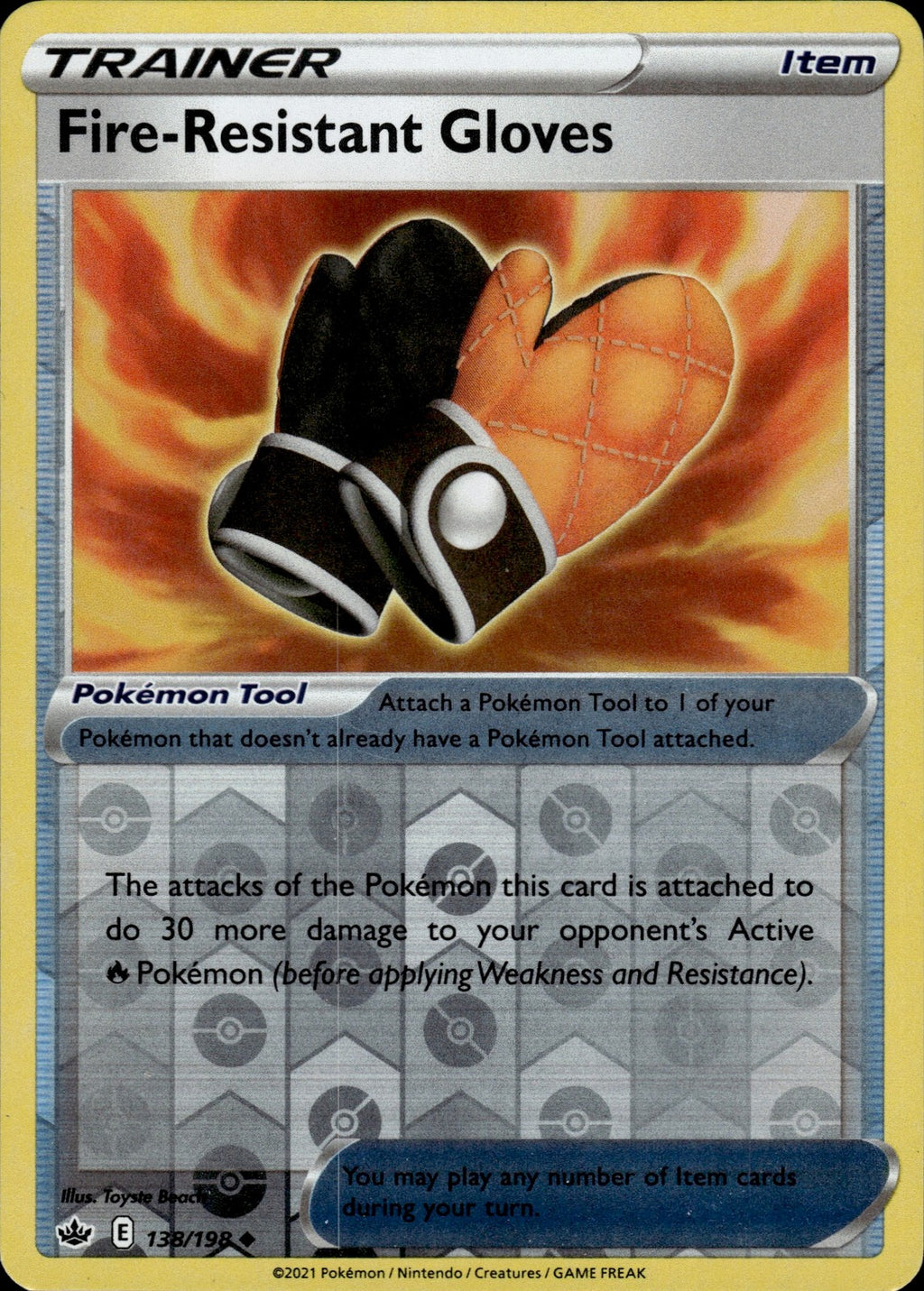 Fire-Resistant Gloves Reverse Holo Uncommon SWSH06: Chilling Reign 138/198 NM