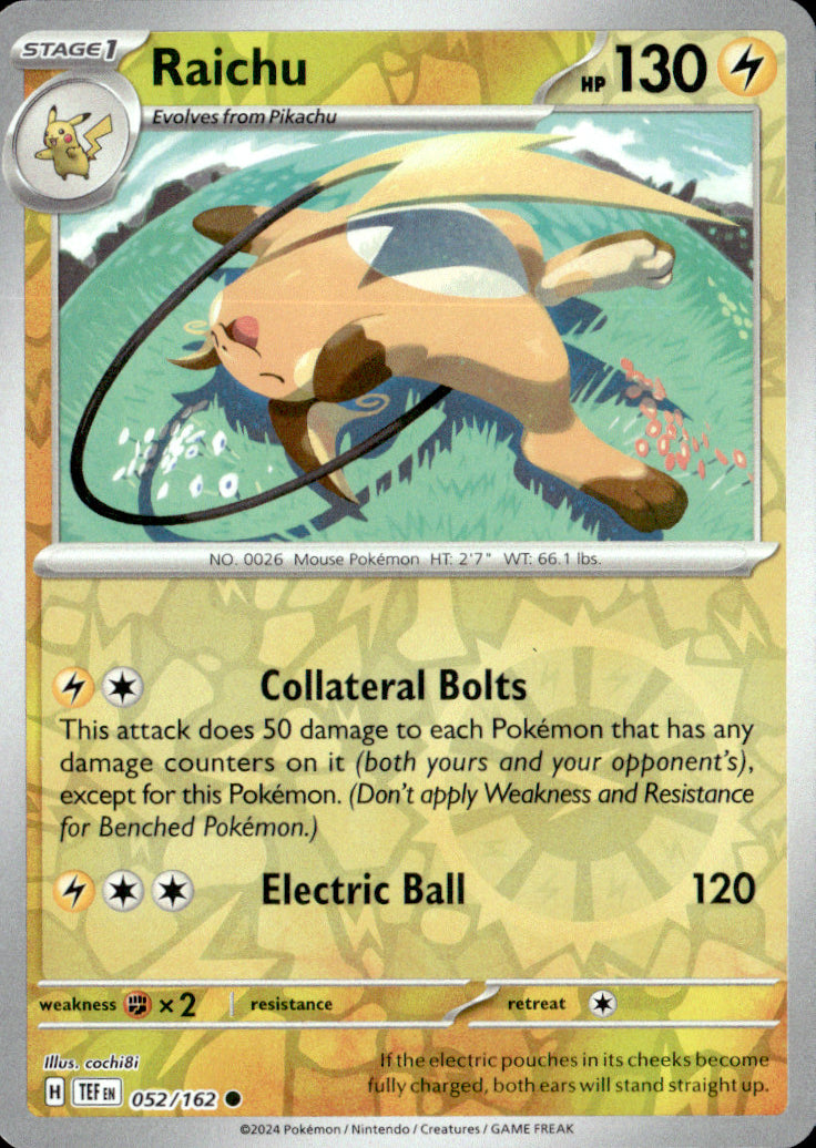 Raichu Reverse Holo Common SV05: Temporal Forces 052/162 NM