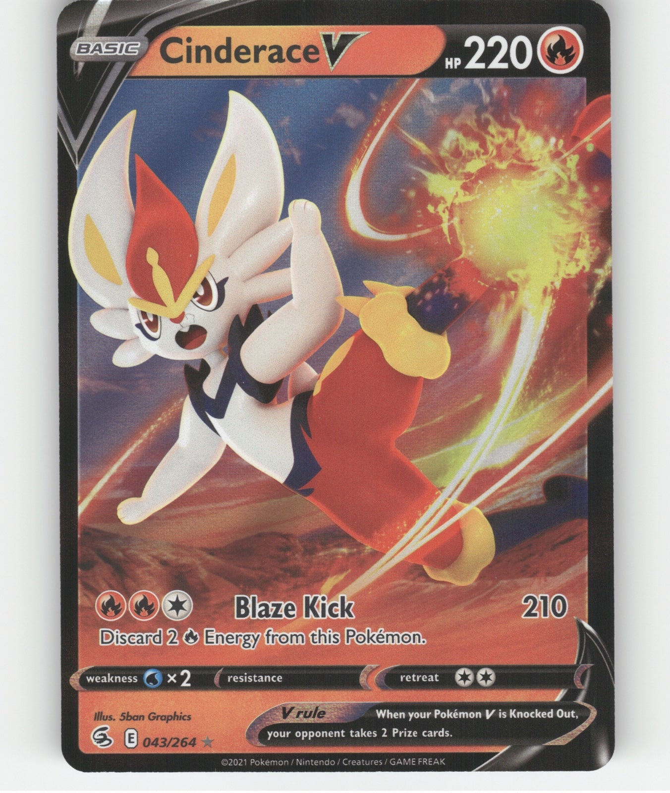 Cinderace V (43) Holo Ultra Rare SWSH08: Fusion Strike 043/264 NM