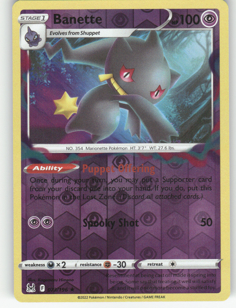 Banette Reverse Holo Rare SWSH11: Lost Origin 073/196 NM