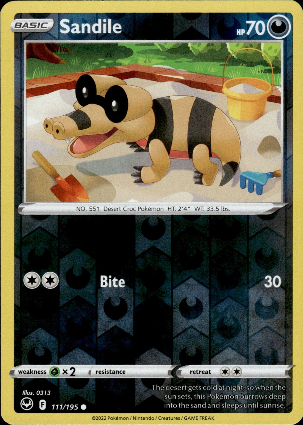 Sandile Reverse Holo Common SWSH12: Silver Tempest 111/195 NM