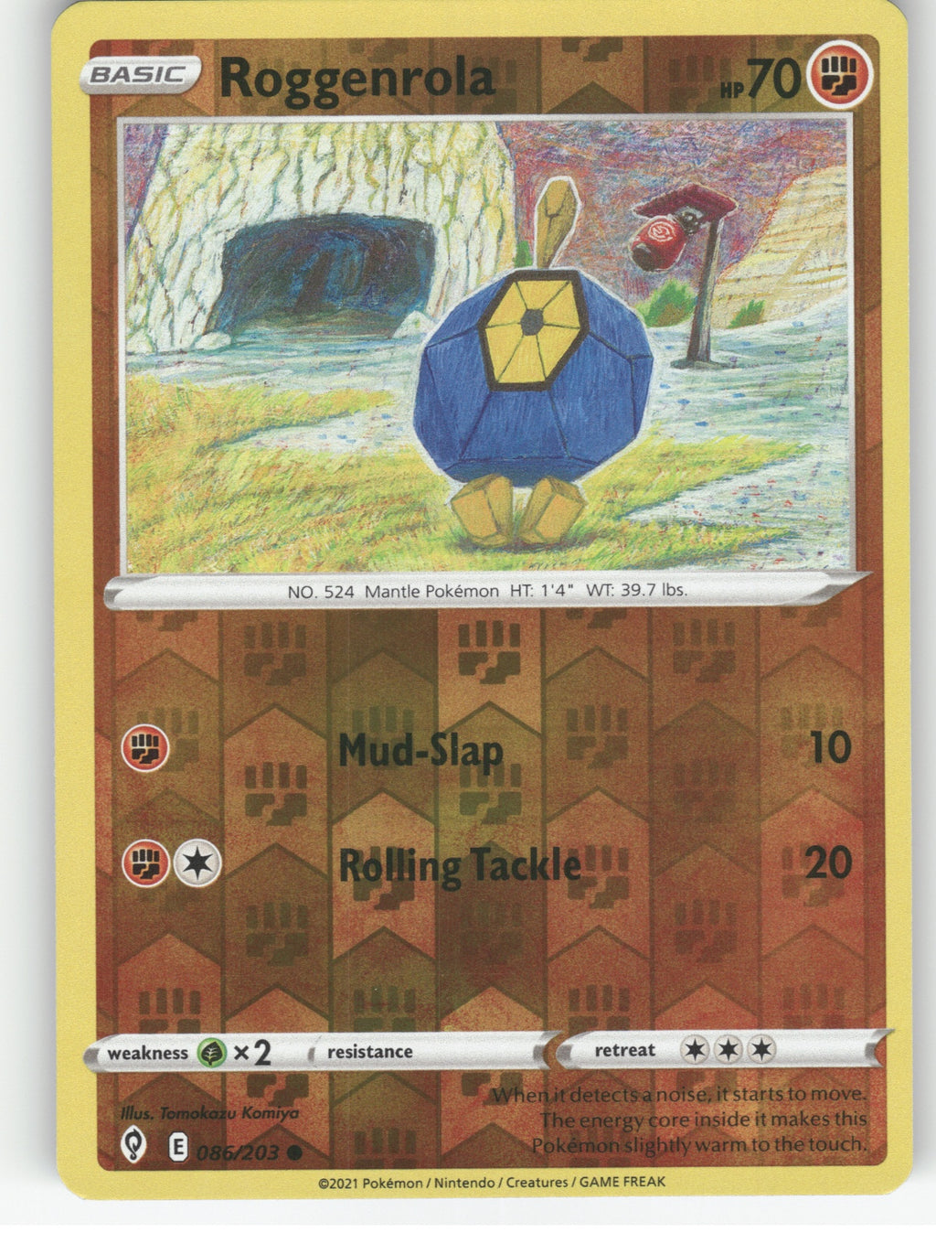 Roggenrola Reverse Holo Common SWSH07: Evolving Skies 086/203 NM